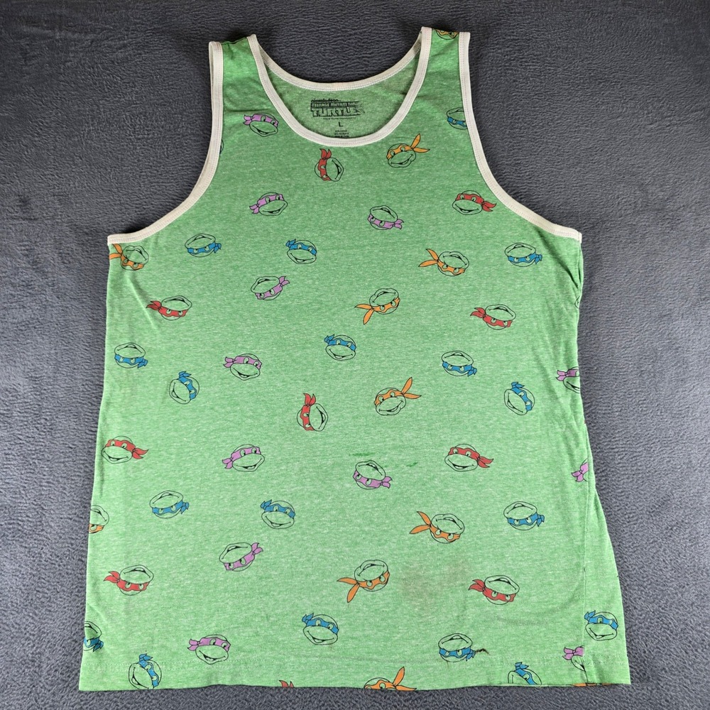 Nickelodeon TMNT Teenage Mutant Ninja Turtles Green Tank Top Mens Large All Over